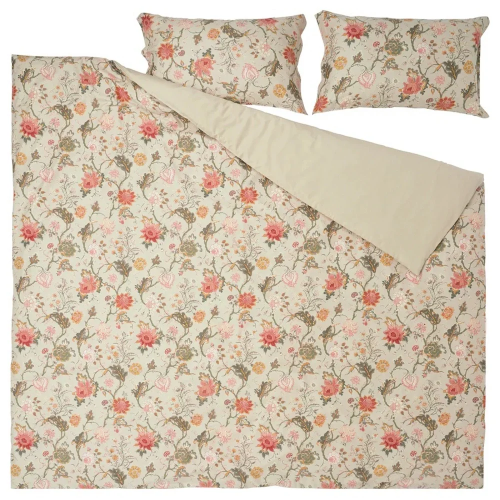 Floral Cream Duvet Cover Set - Full/Queen